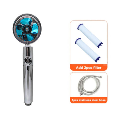 Shower Head Water Saving Flow 360 Degrees Rotating With Small Fan