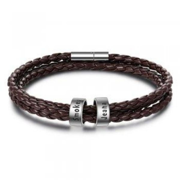 Men's Custom Leather Bracelet Personalized