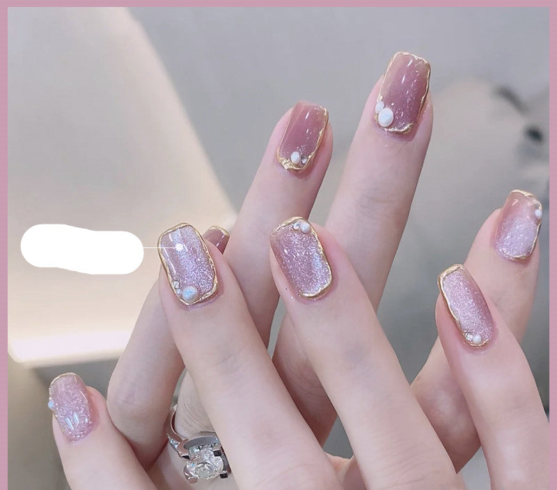 Milk Tea Crystal Stone Nail Polish