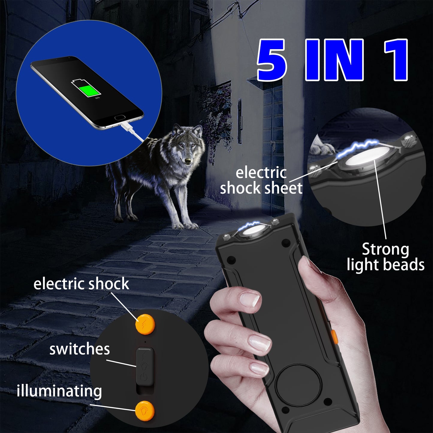 5 in 1 Multifunctional Power Bank  Charger Alarm And Light For Emergency Outdoor