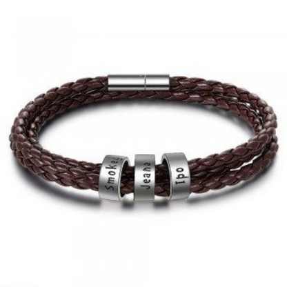 Men's Custom Leather Bracelet Personalized