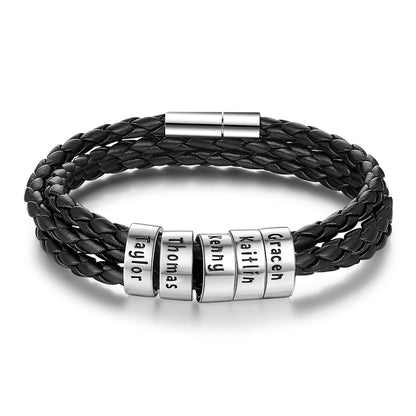 Men's Custom Leather Bracelet Personalized