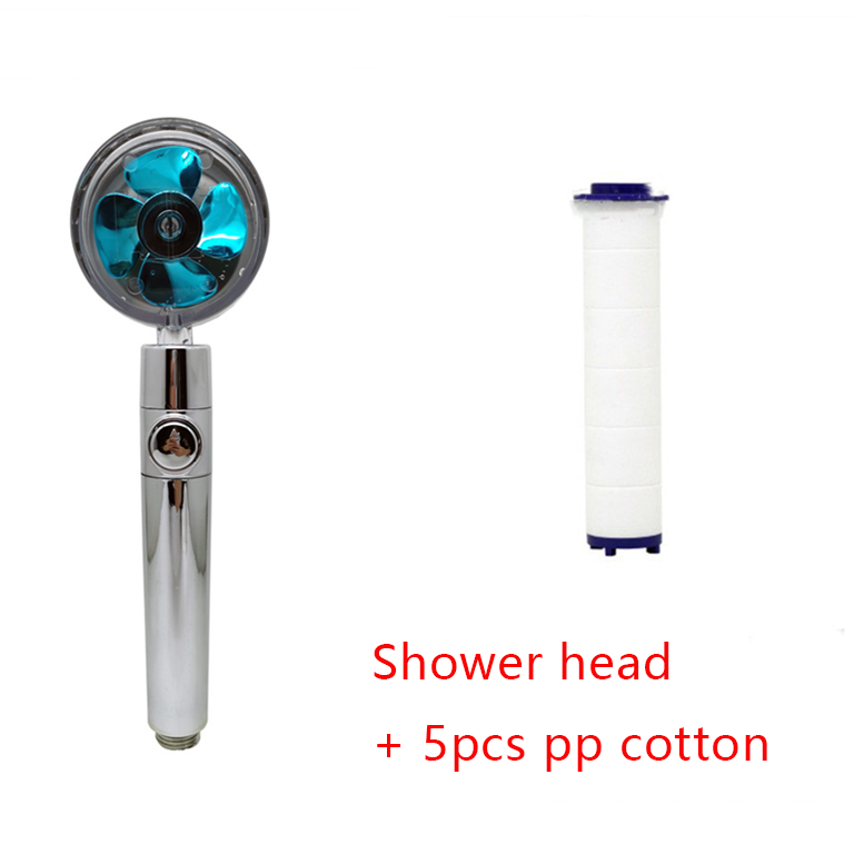 Shower Head Water Saving Flow 360 Degrees Rotating With Small Fan