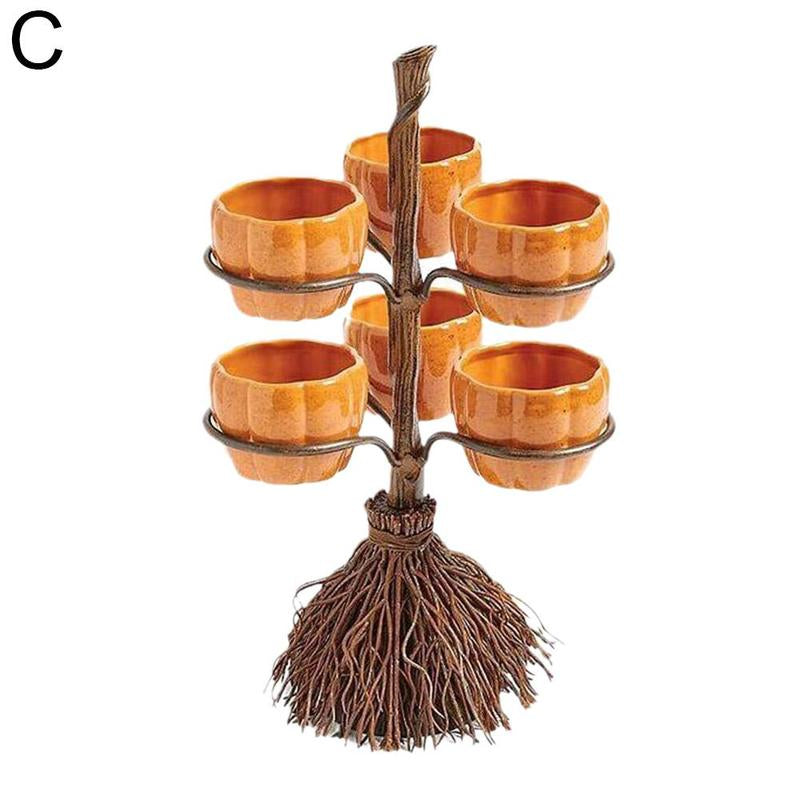 Halloween Broom Pumpkin Snack Bowl