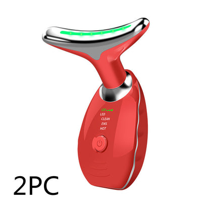 Neck Face Beauty Device LED Photon Therapy Skin Tighten Reduce Double Chin Anti Wrinkle Remove Lifting Massager