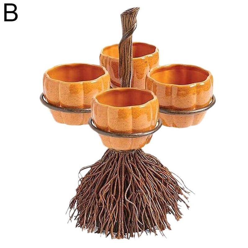 Halloween Broom Pumpkin Snack Bowl