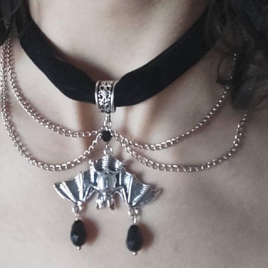 Gothic Long Sword Black Rose Choker