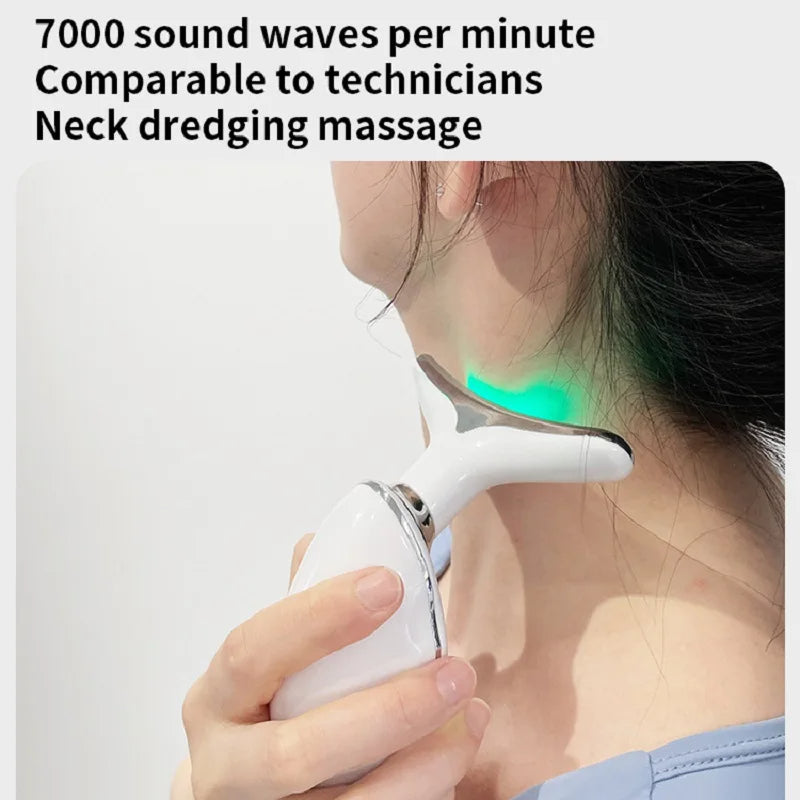 Neck Face Beauty Device LED Photon Therapy Skin Tighten Reduce Double Chin Anti Wrinkle Remove Lifting Massager